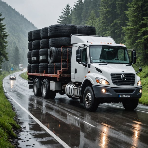 In che modo la scelta dei pneumatici può influenzare la trazione su strade bagnate in un veicolo commerciale?
